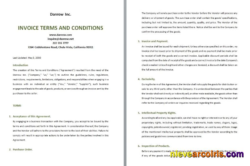 Free Invoice Terms And Conditions